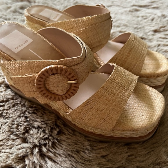 Dolce Vita Natural Raffia Wedge Sandal - Picture 2 of 6